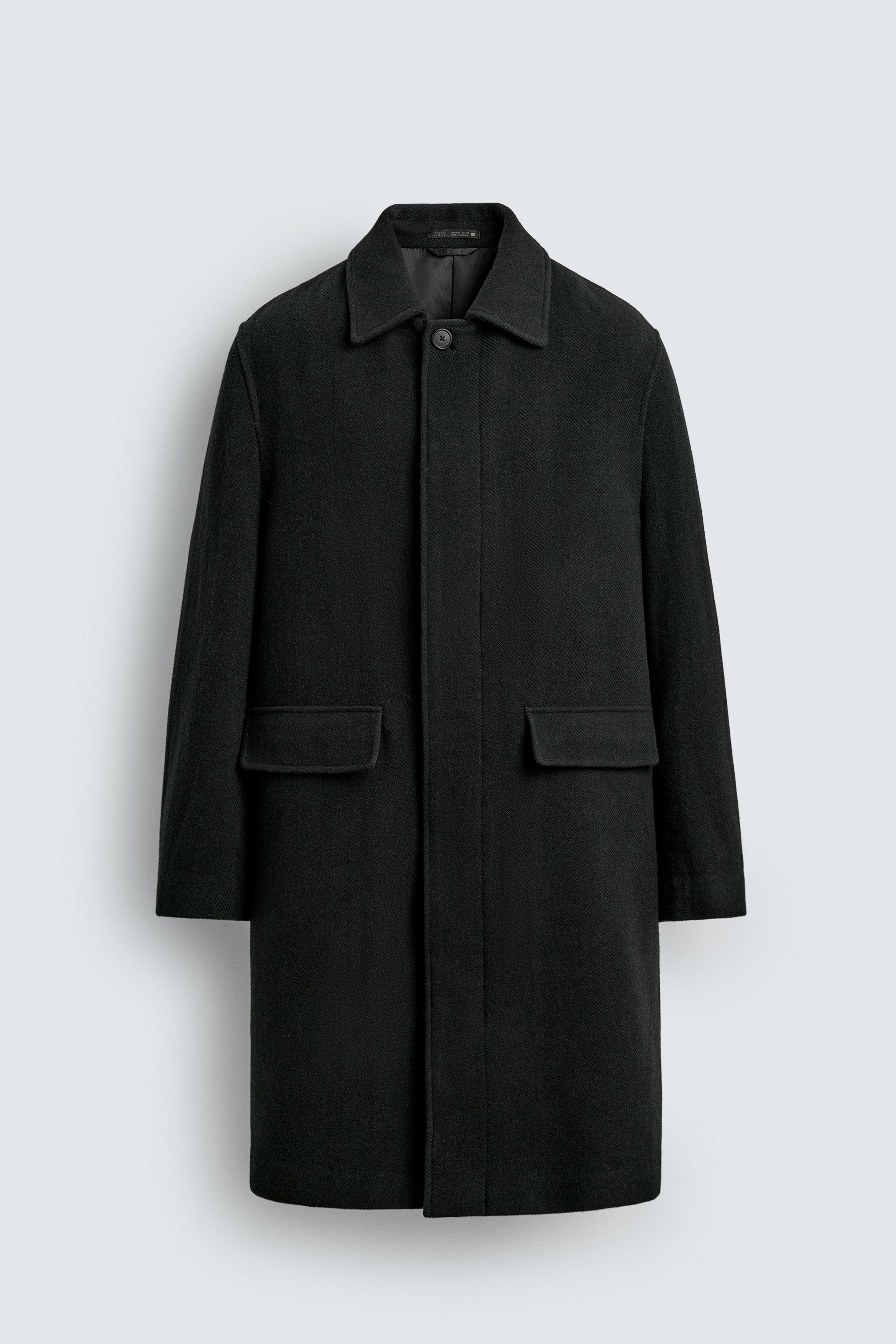 100% WOOL HERRINGBONE COAT